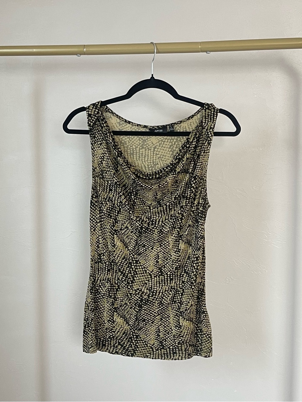 Apt. 9 ñ Cowl Neck Tank Top Festival Rave Animal Print Y2K Office Summer Spring